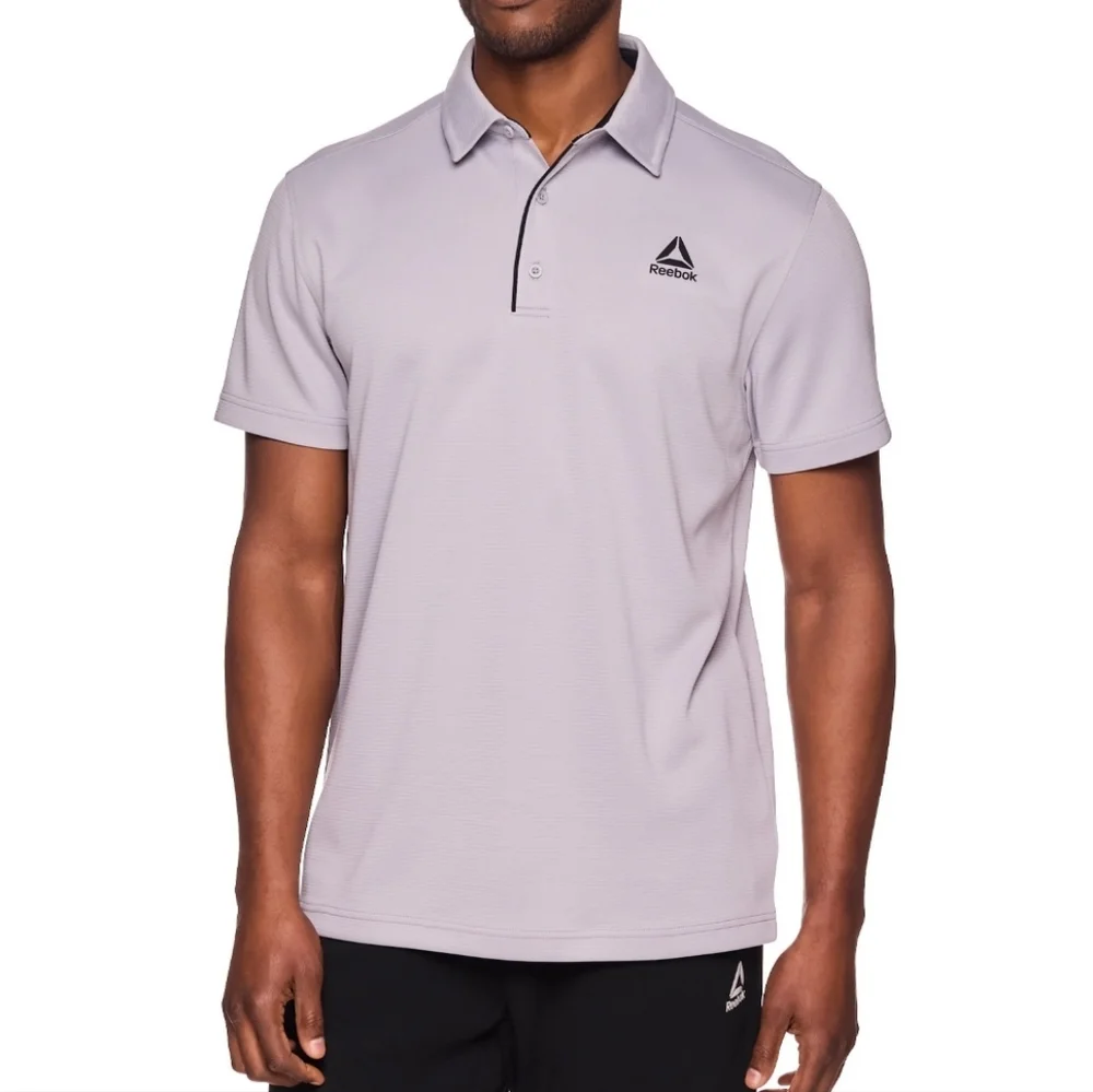 Reebok Mens Gray Short Sleeve Polo Shirt Size Large